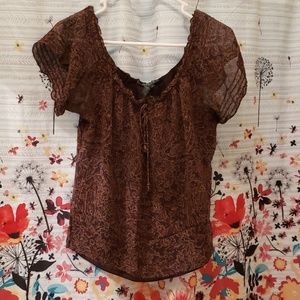 Gorgeous Ralph Lauren Brown Floral/Paisley Blouse